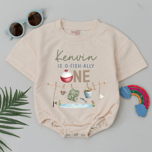 Personalized O-Fish-Ally One First Birthday Baby Boy Romper Custom Name Fishing Party Bodysuit Comfortable Soft Cotton Outfit Gift