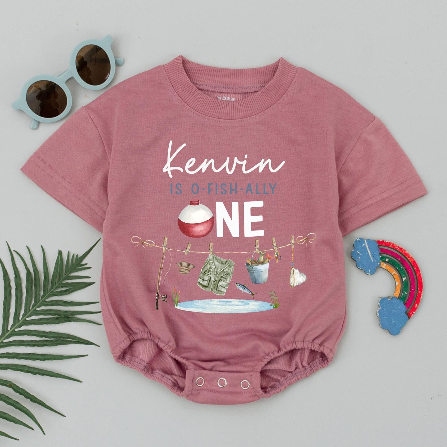 Personalized O-Fish-Ally One First Birthday Baby Boy Romper Custom Name Fishing Party Bodysuit Comfortable Soft Cotton Outfit Gift