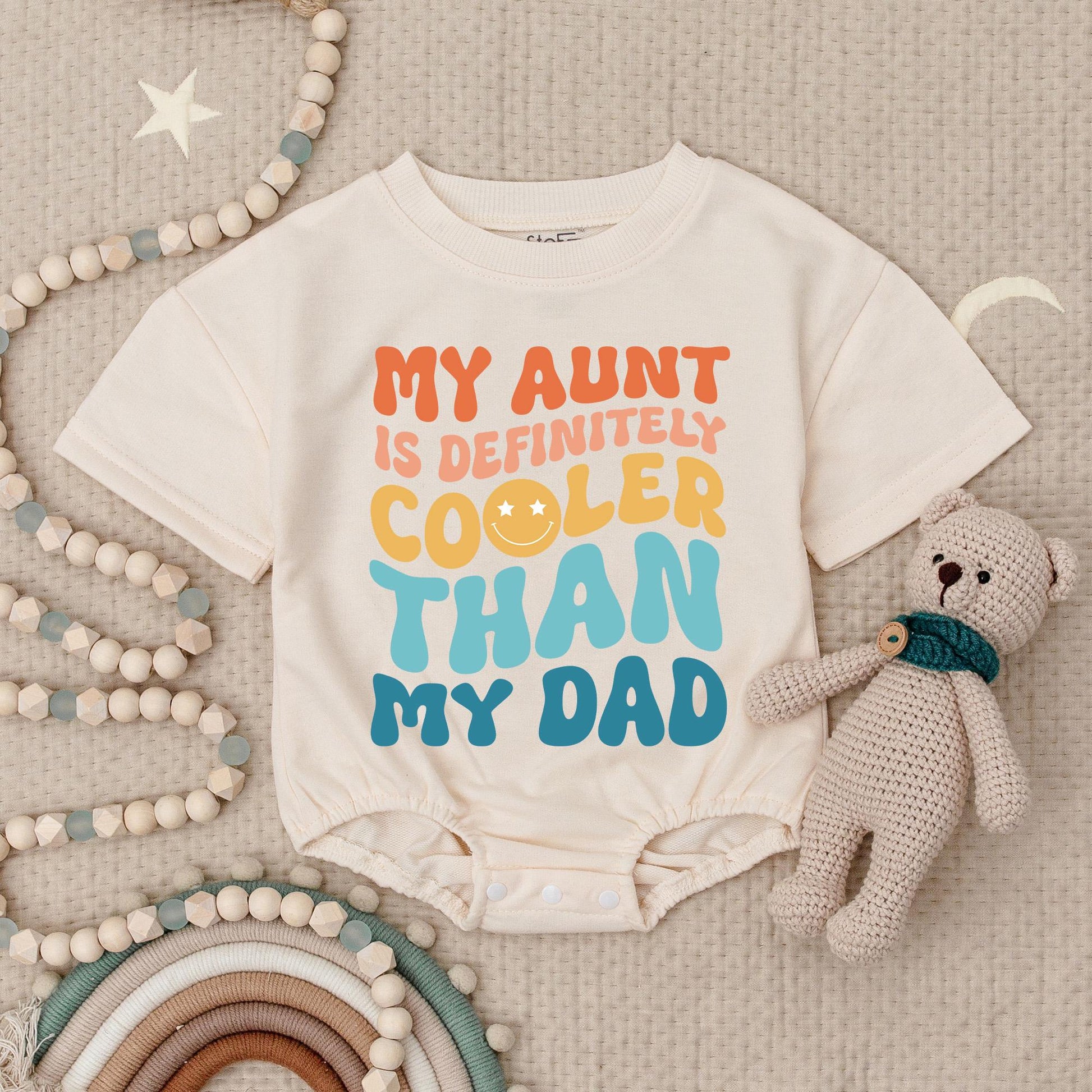 My Aunt Is Cooler Than My Dad Baby Romper Funny Vintage Bodysuit Cute Family Babysuit I Love My Aunt Gift Idea