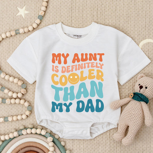 My Aunt Is Cooler Than My Dad Baby Romper Funny Vintage Bodysuit Cute Family Babysuit I Love My Aunt Gift Idea