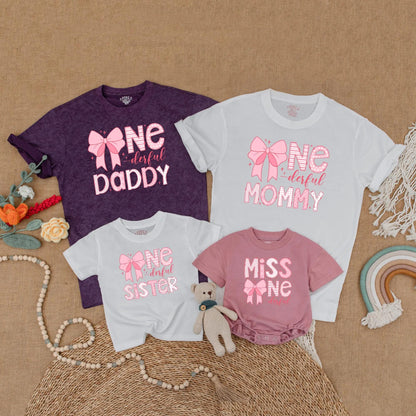 Pink Bow 1st Birthday Matching Mommy and Me Shirt Set Baby Girl Outfit Mama of the Birthday Girl First Celebration Gift Comfortable Cotton Party