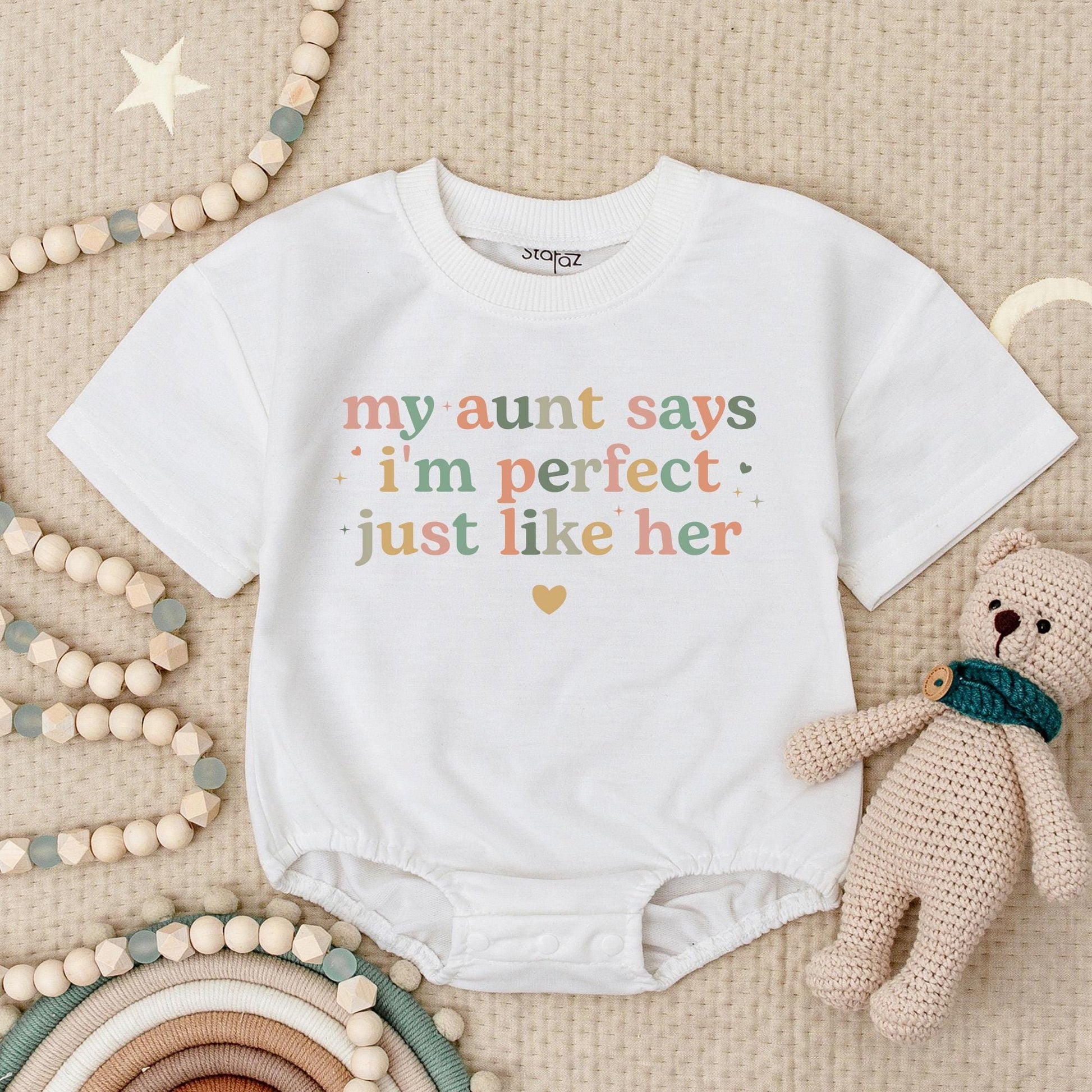 My Aunt Says I'm Perfect Baby Romper Gift for Niece/Nephew Cute Pastel Design, Auntie's Bestie Bodysuit Newborn