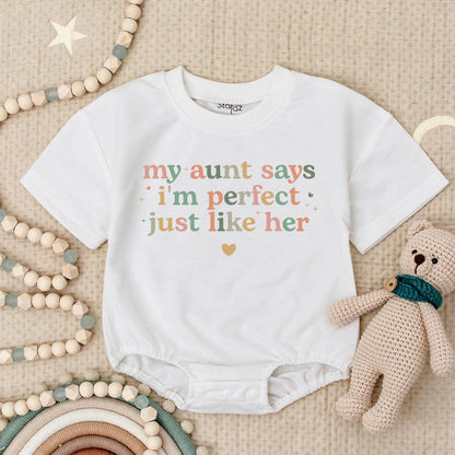 My Aunt Says I'm Perfect Baby Romper Gift for Niece/Nephew Cute Pastel Design, Auntie's Bestie Bodysuit Newborn
