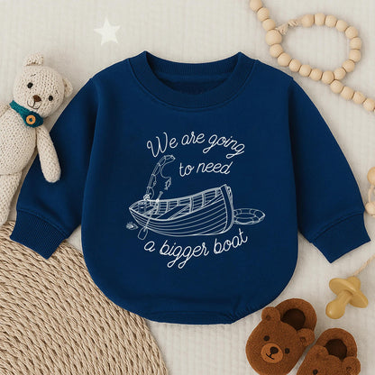 We're Gonna Need A Bigger Boat Baby Romper Bodysuit - Pregnancy Reveal, Baby Shower Gift, Baby Boy or Girl Clothes
