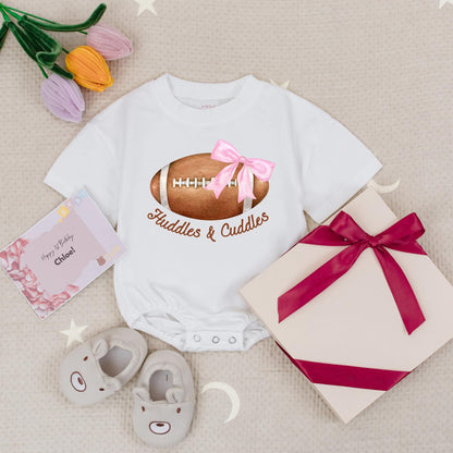 You Can Pass Me To Grandma Baby Romper Cute Football Bodysuit Gift for New Grandma Soft Pink Bow and Brown Football Design