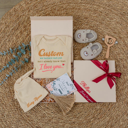 Custom Grandma I Love You Baby Bodysuit Surprise Pregnancy Reveal Keepsake Gift Box Newborn Outfit New Baby Arrival Shower