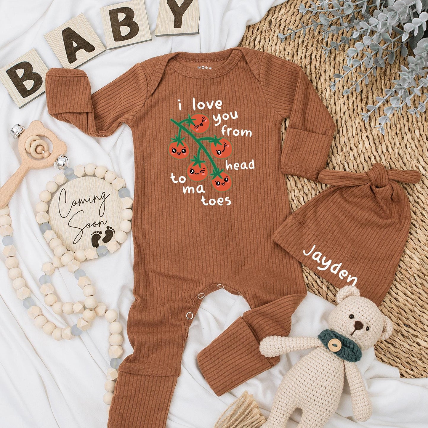 Cute Tomato Baby Bodysuit I Love You From My Head Tomatoes Funny Fruit Veggie Newborn Outfit Baby Shower Gift Romper Cotton Soft