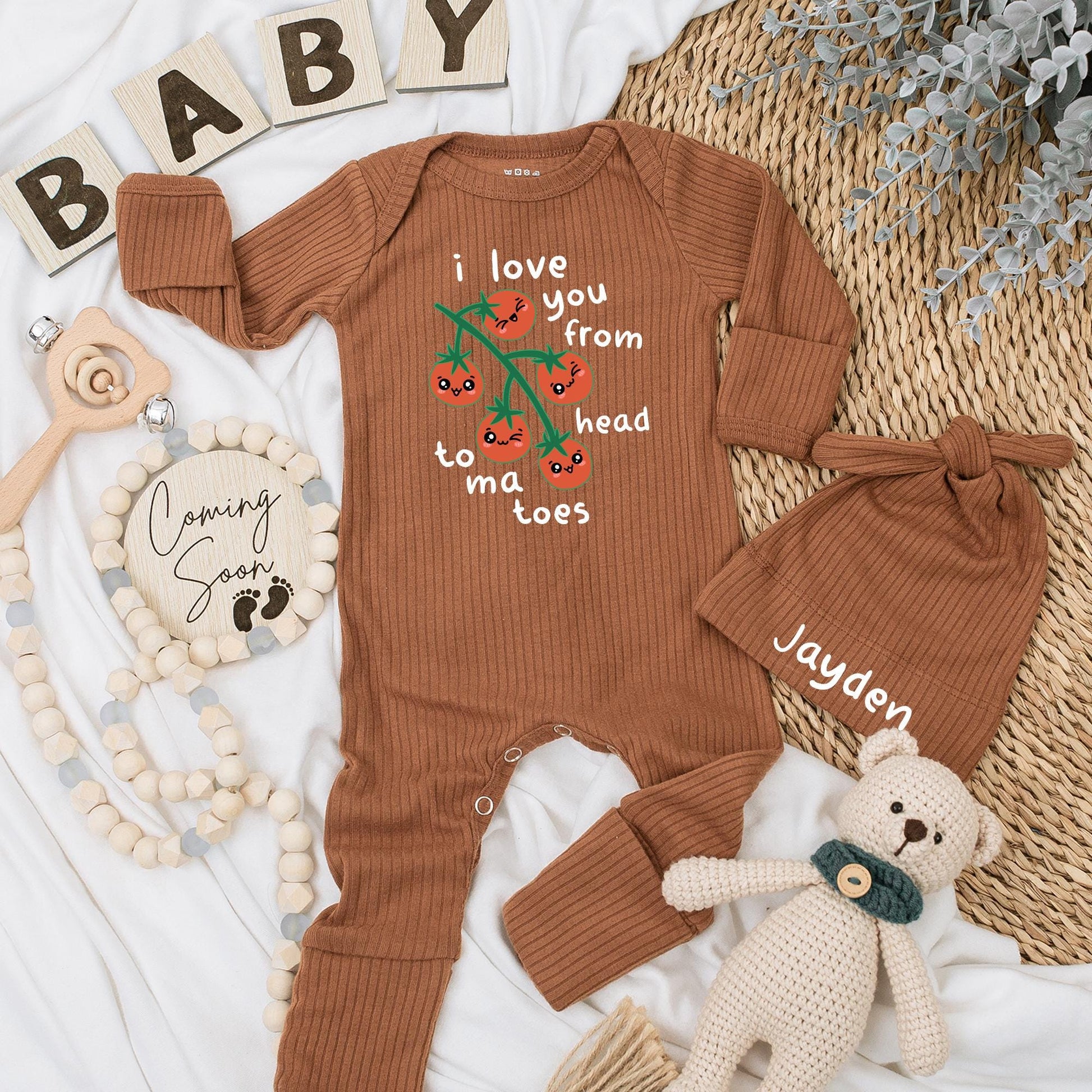 Cute Tomato Baby Bodysuit I Love You From My Head Tomatoes Funny Fruit Veggie Newborn Outfit Baby Shower Gift Romper Cotton Soft