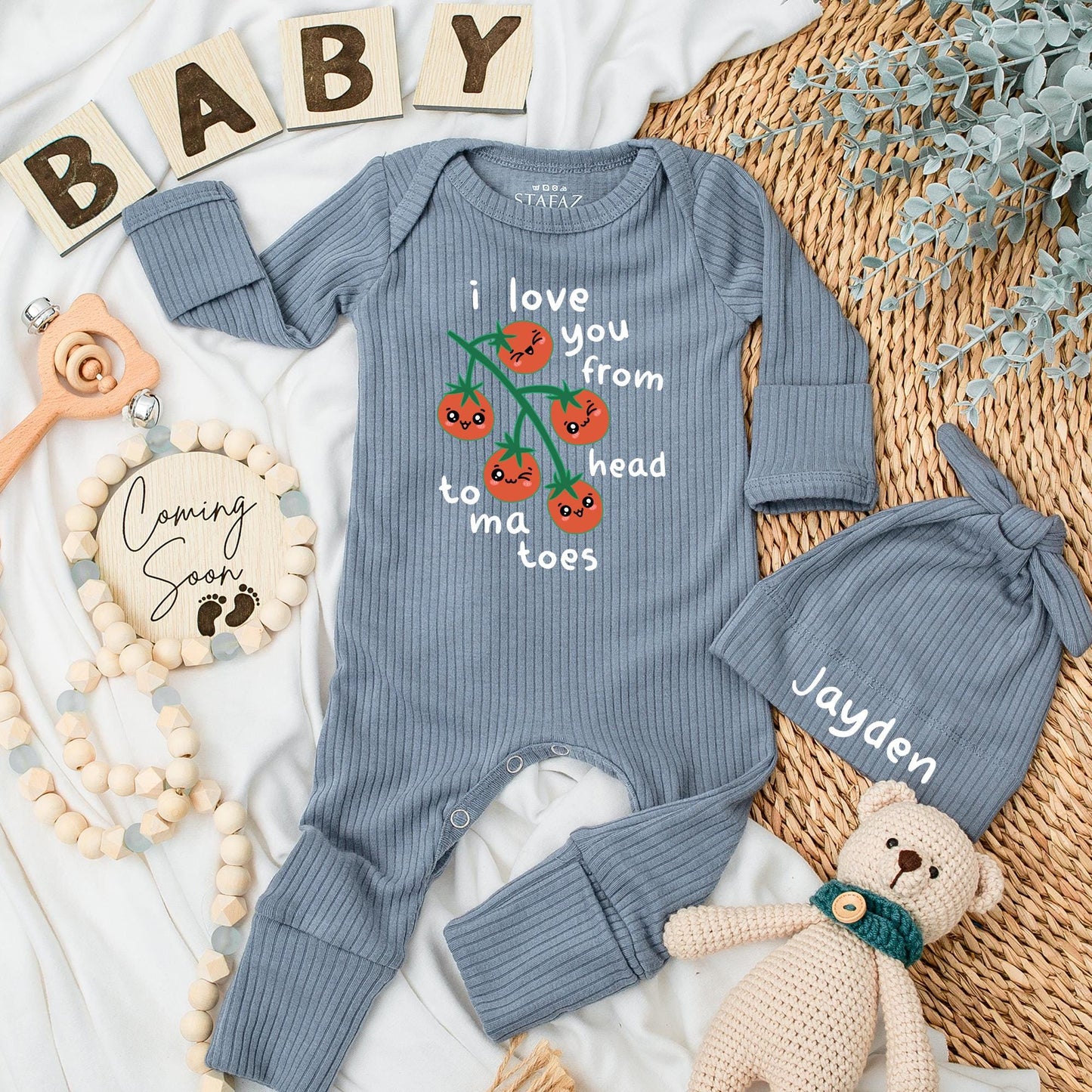 Cute Tomato Baby Bodysuit I Love You From My Head Tomatoes Funny Fruit Veggie Newborn Outfit Baby Shower Gift Romper Cotton Soft