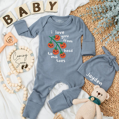 Cute Tomato Baby Bodysuit I Love You From My Head Tomatoes Funny Fruit Veggie Newborn Outfit Baby Shower Gift Romper Cotton Soft