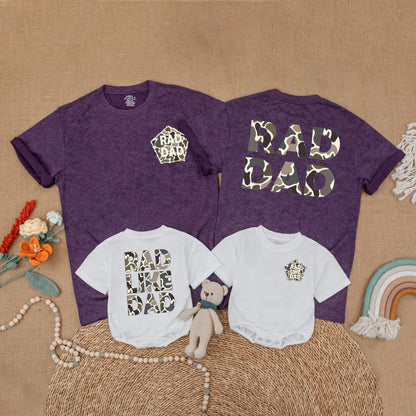 Camo Rad Dad and Rad Like Dad Matching Father Son Shirts Toddler Outfit Daddy and Me Set Father's Day Gift Comfortable Cotton Tees for Dad and Boy