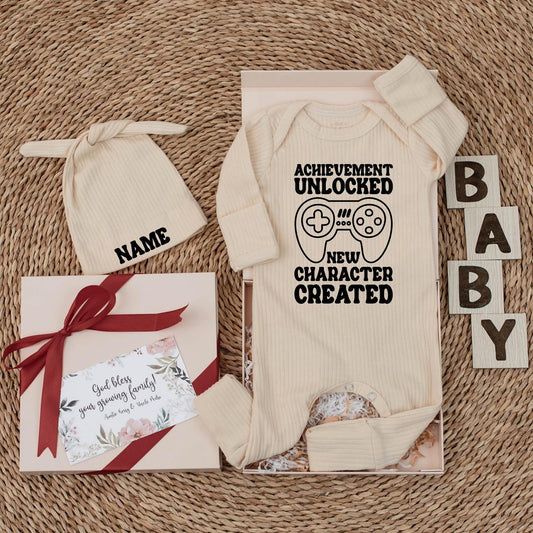 Achievement Unlocked Baby Bodysuit New Character Created Gaming Newborn Outfit Retro Video Game Baby Shower Reveal Gift for New Parents