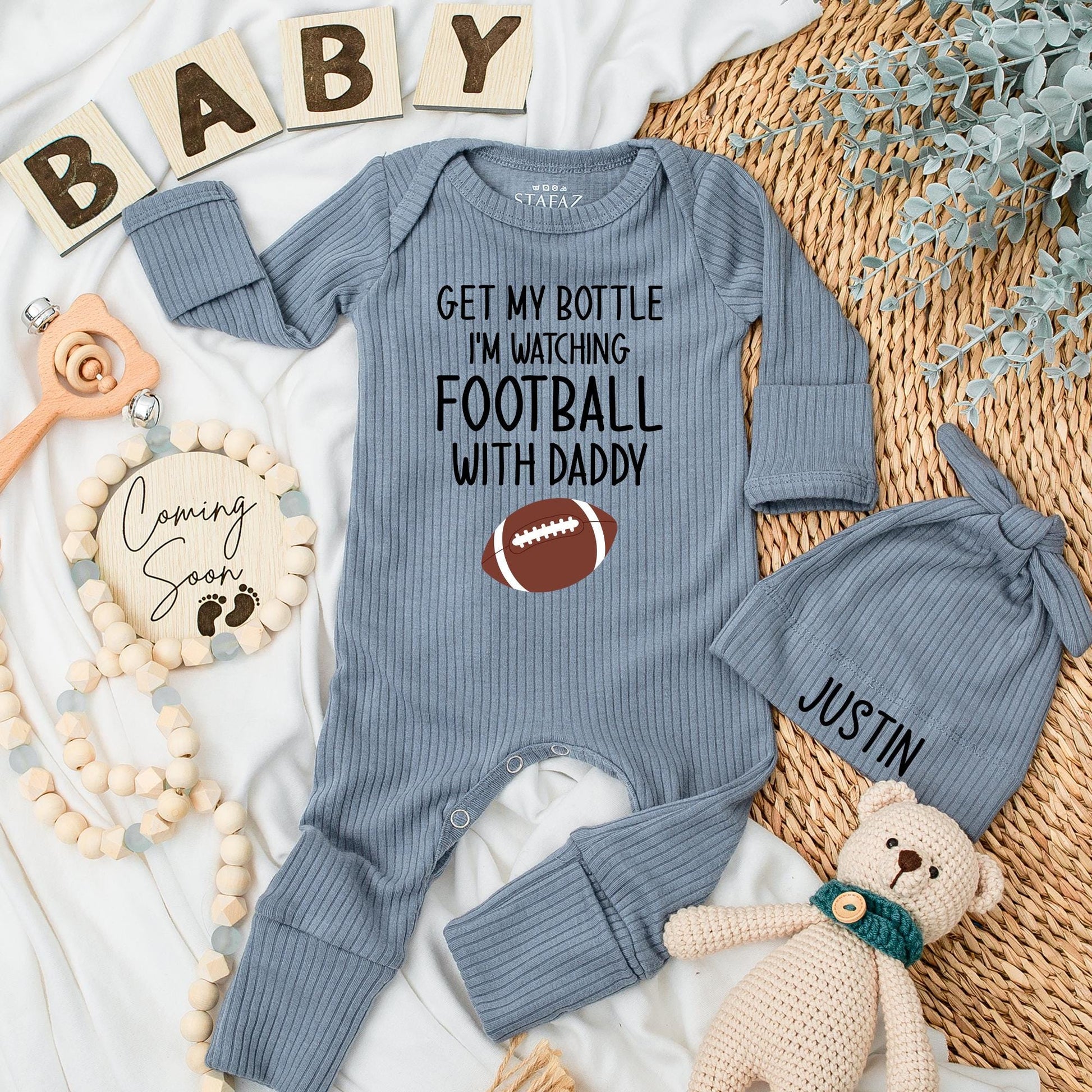 Football Daddy & Me Bodysuit Funny Game Day Baby Outfit Newborn Sports Fan Gift