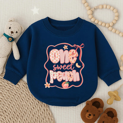 Sweet Peach Bubble Romper Baby Girl Outfit for Birthday or Baby Shower Gift Newborn Peach Baby Shower Outfit