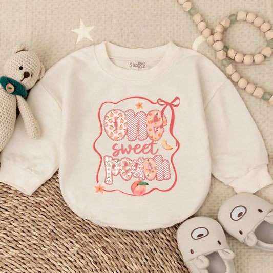 Sweet Peach Bubble Romper Baby Girl Outfit for Birthday or Baby Shower Gift Newborn Peach Baby Shower Outfit