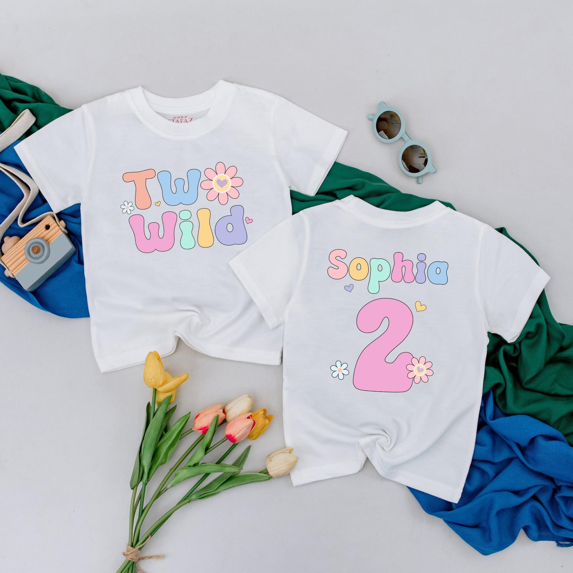 Personalized Two Wild Floral Birthday T-Shirt for Girls Cute Toddler Tee Second Birthday Gift Ideas