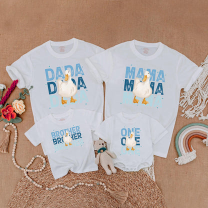 Goose First Birthday Matching Family Shirts for Toddler Boy Mama Funny Silly Goose One Year Old Party Outfit Celebration Gift