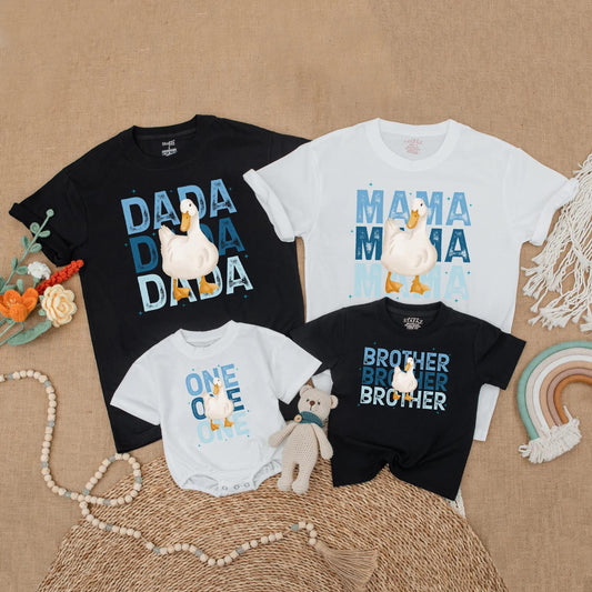 Goose First Birthday Matching Family Shirts for Toddler Boy Mama Funny Silly Goose One Year Old Party Outfit Celebration Gift