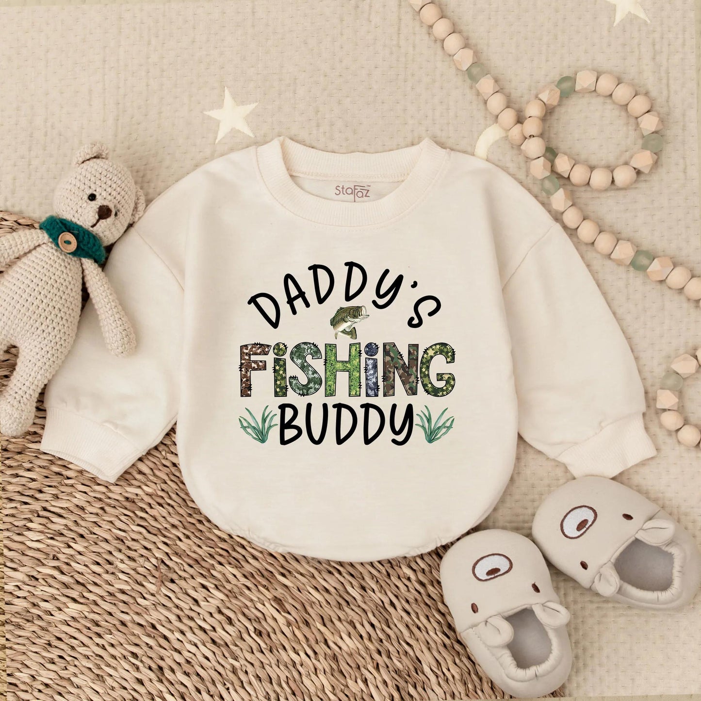 Daddy's Fishing Buddy Bubble Romper First Father's Day Outfit for Baby Boy Summer Toddler Clothes Comfortable Newborn New Dad Gift Outdoor Adventure