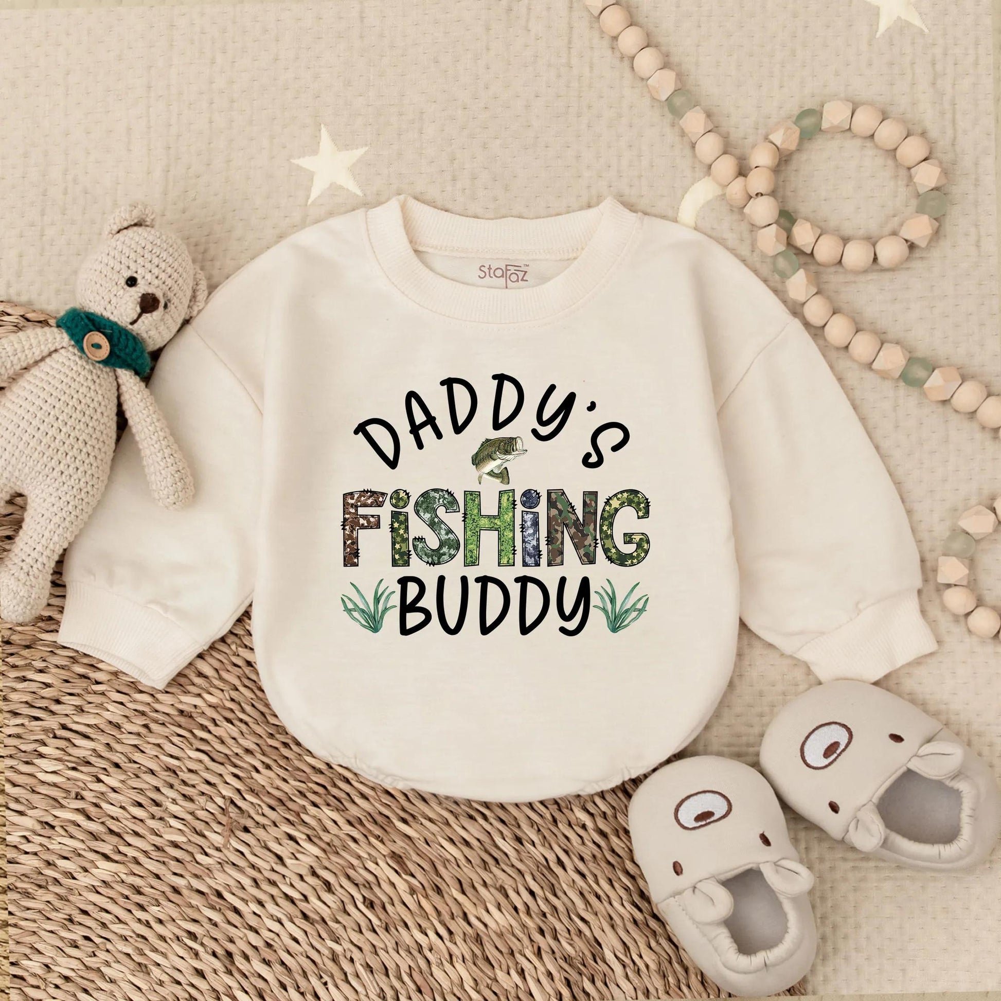 Daddy's Fishing Buddy Bubble Romper First Father's Day Outfit for Baby Boy Summer Toddler Clothes Comfortable Newborn New Dad Gift Outdoor Adventure