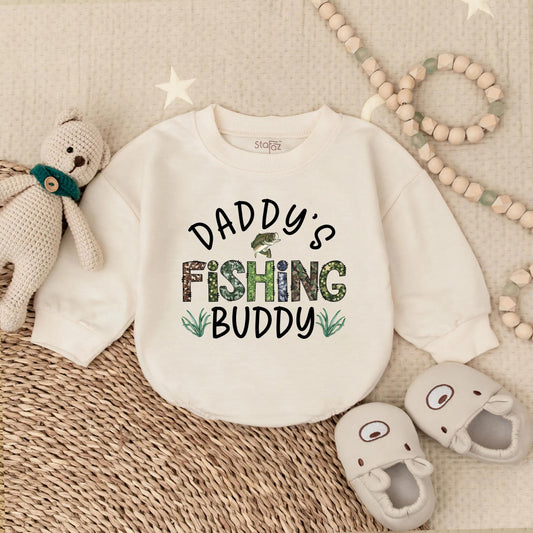 Daddy's Fishing Buddy Bubble Romper First Father's Day Outfit for Baby Boy Summer Toddler Clothes Comfortable Newborn New Dad Gift Outdoor Adventure