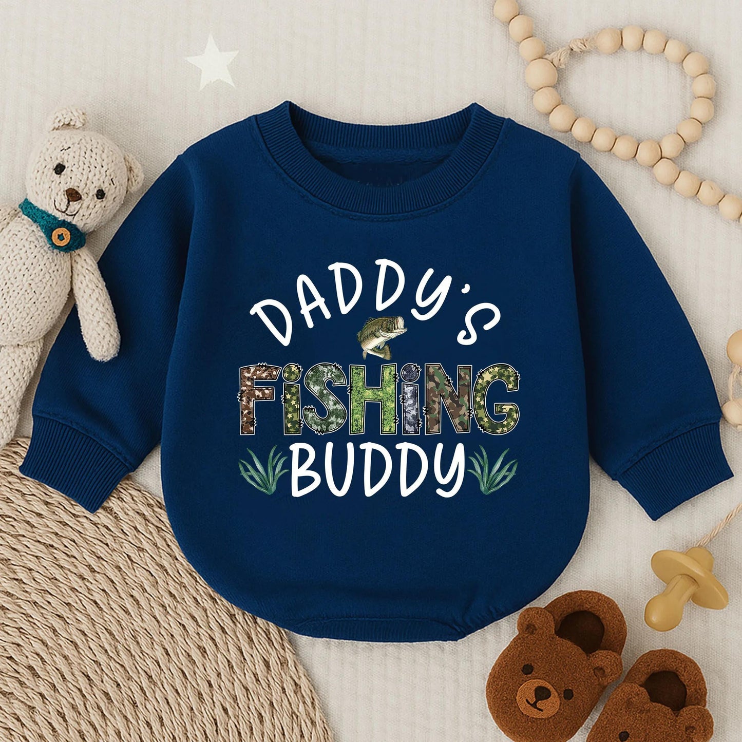 Daddy's Fishing Buddy Bubble Romper First Father's Day Outfit for Baby Boy Summer Toddler Clothes Comfortable Newborn New Dad Gift Outdoor Adventure