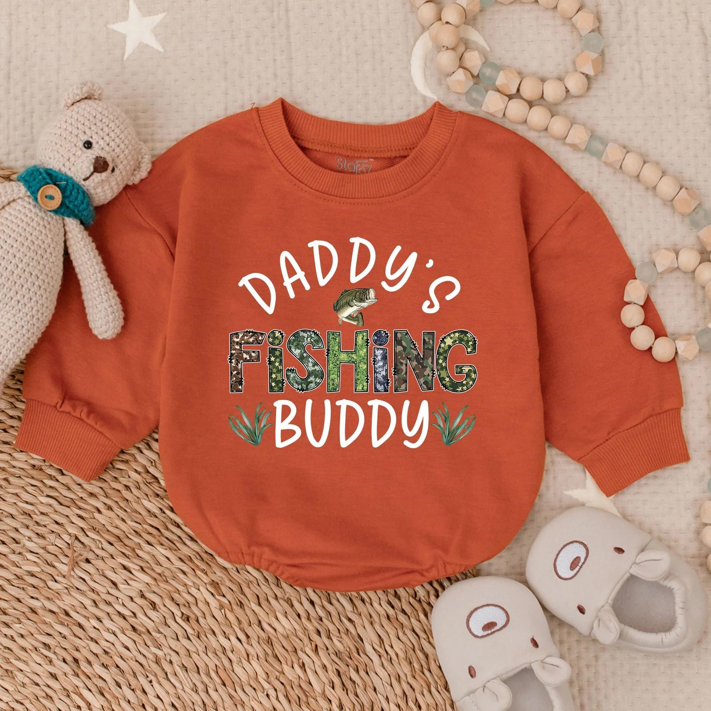 Daddy's Fishing Buddy Bubble Romper First Father's Day Outfit for Baby Boy Summer Toddler Clothes Comfortable Newborn New Dad Gift Outdoor Adventure