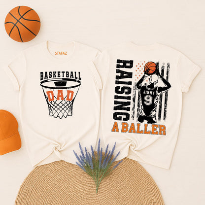 Custom Basketball Dad Shirt with Name & Number - Personalized Basketball Daddy Tee for Game Day Fan Gifts