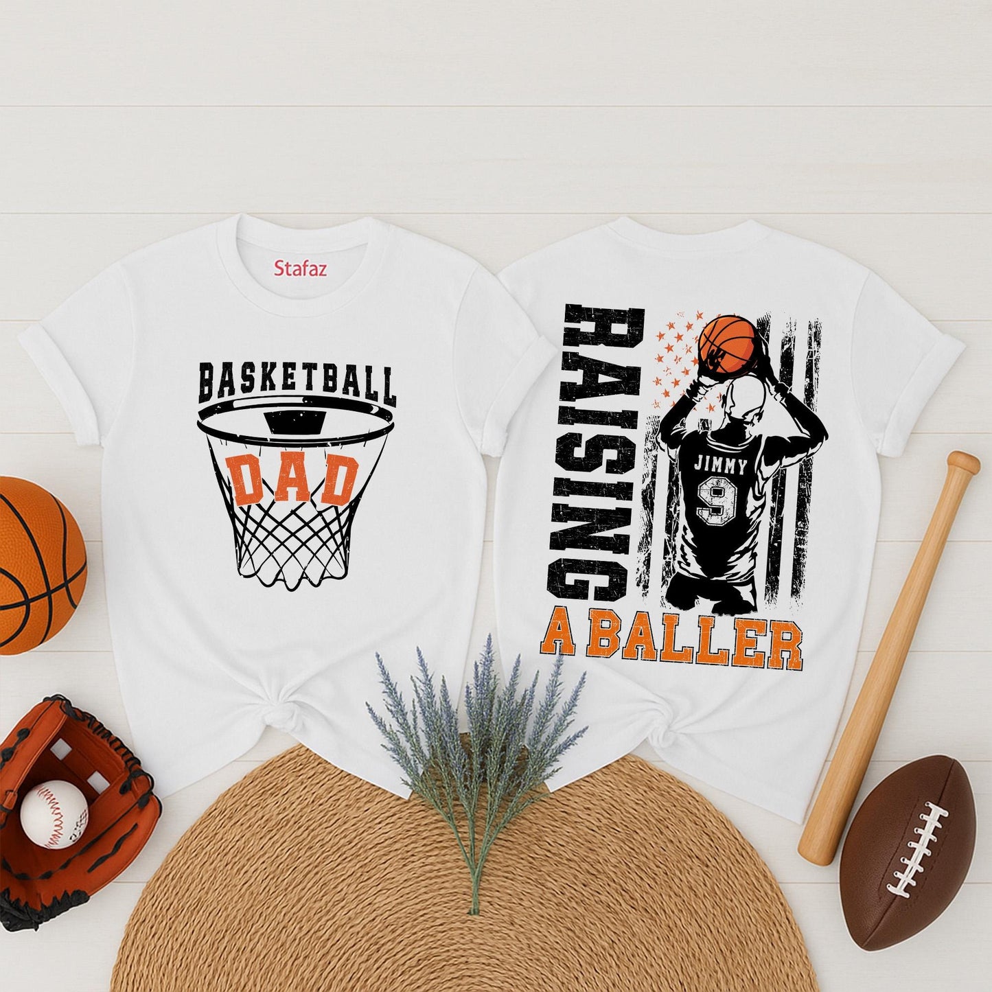 Custom Basketball Dad Shirt with Name & Number - Personalized Basketball Daddy Tee for Game Day Fan Gifts