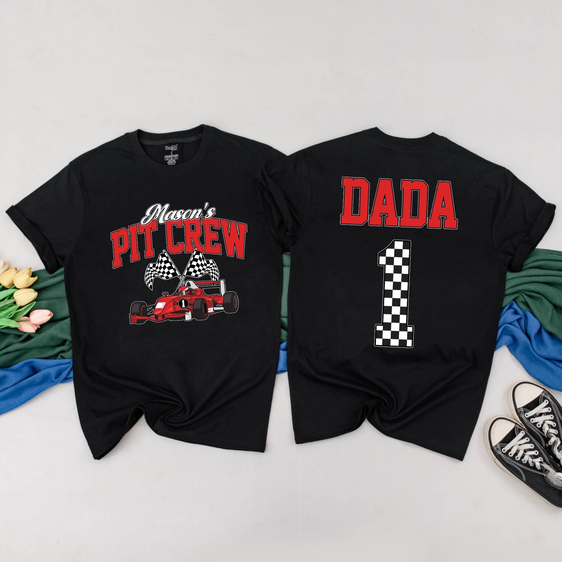 Personalized Pit Crew Family Matching T-Shirts, Race Car Birthday Outfit for 1st Birthday Girl or Boy, Fast One Shirts