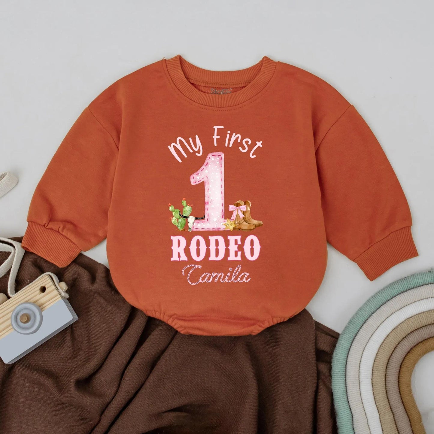 Personalized My First Rodeo Baby Girl Romper 1st Birthday Outfit Custom Western Toddler Clothes Cowgirl Gift