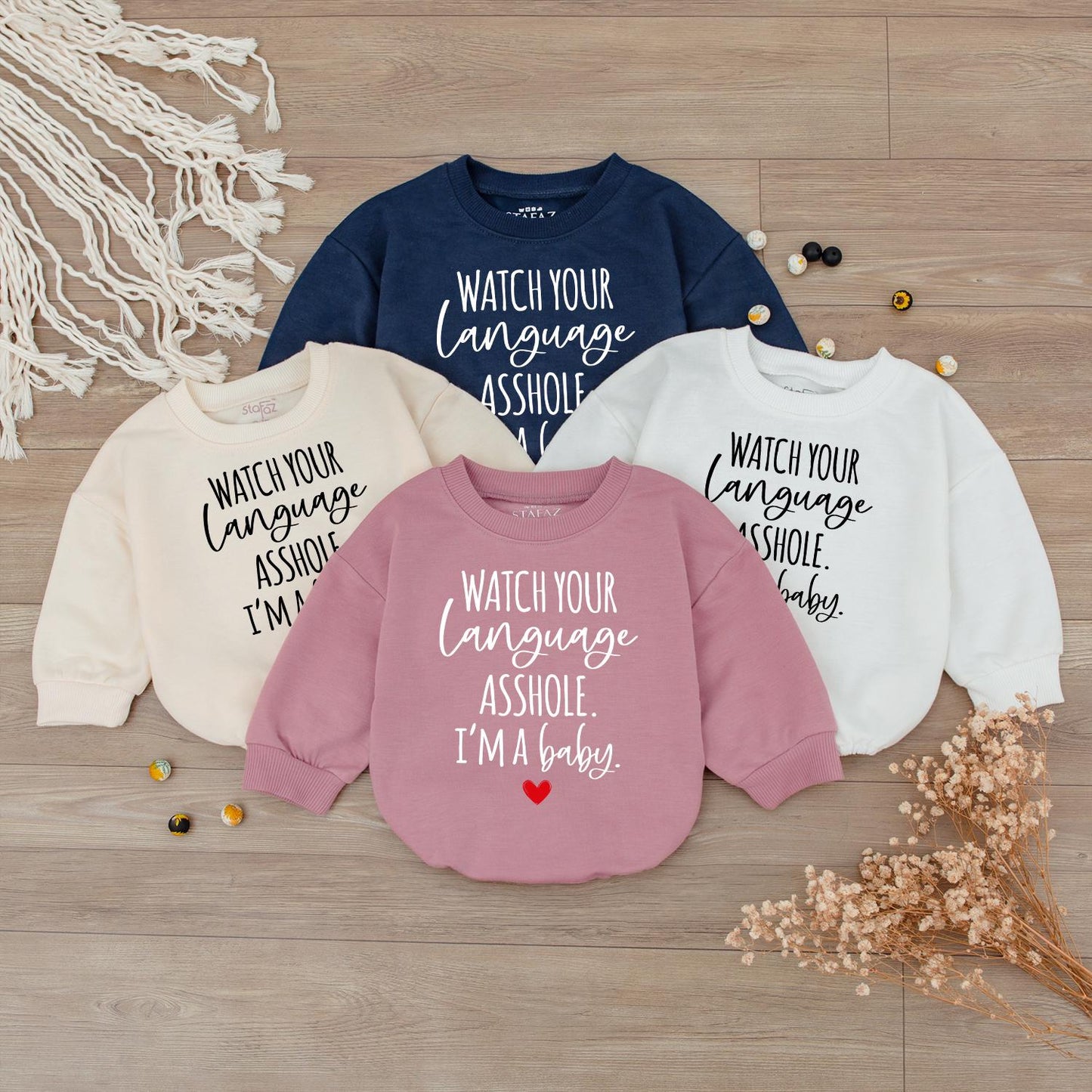Watch Your Language Baby Funny Bubble Romper Bodysuit Sweater Outfit Soft Cotton Clothes Newborn Infant Baby Shower Gift Announcement