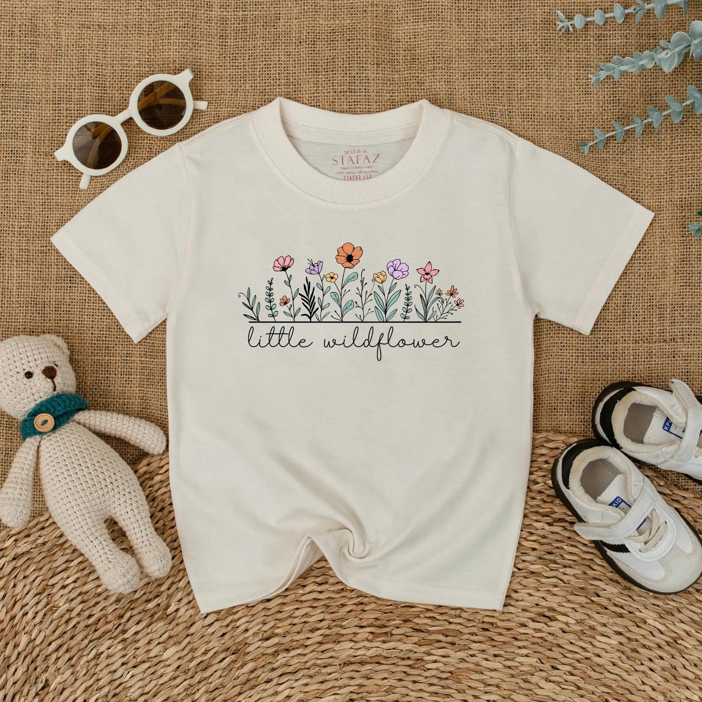 Little Wildflower Baby Romper, Boho Floral Girl Outfit, Soft Summer Bodysuit, "Little Wildflower" Script, Whimsical Baby Shower Gift, Comfortable 138