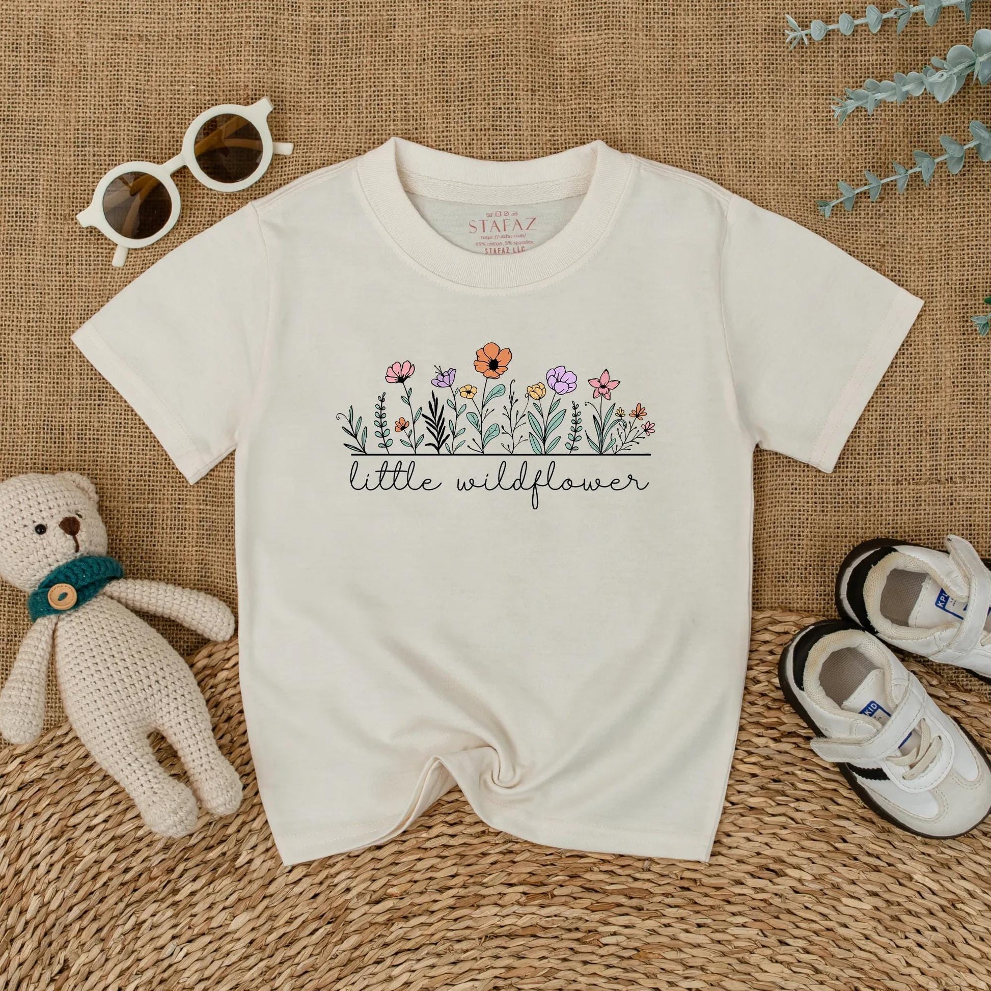 Little Wildflower Baby Romper, Boho Floral Girl Outfit, Soft Summer Bodysuit, "Little Wildflower" Script, Whimsical Baby Shower Gift, Comfortable 138