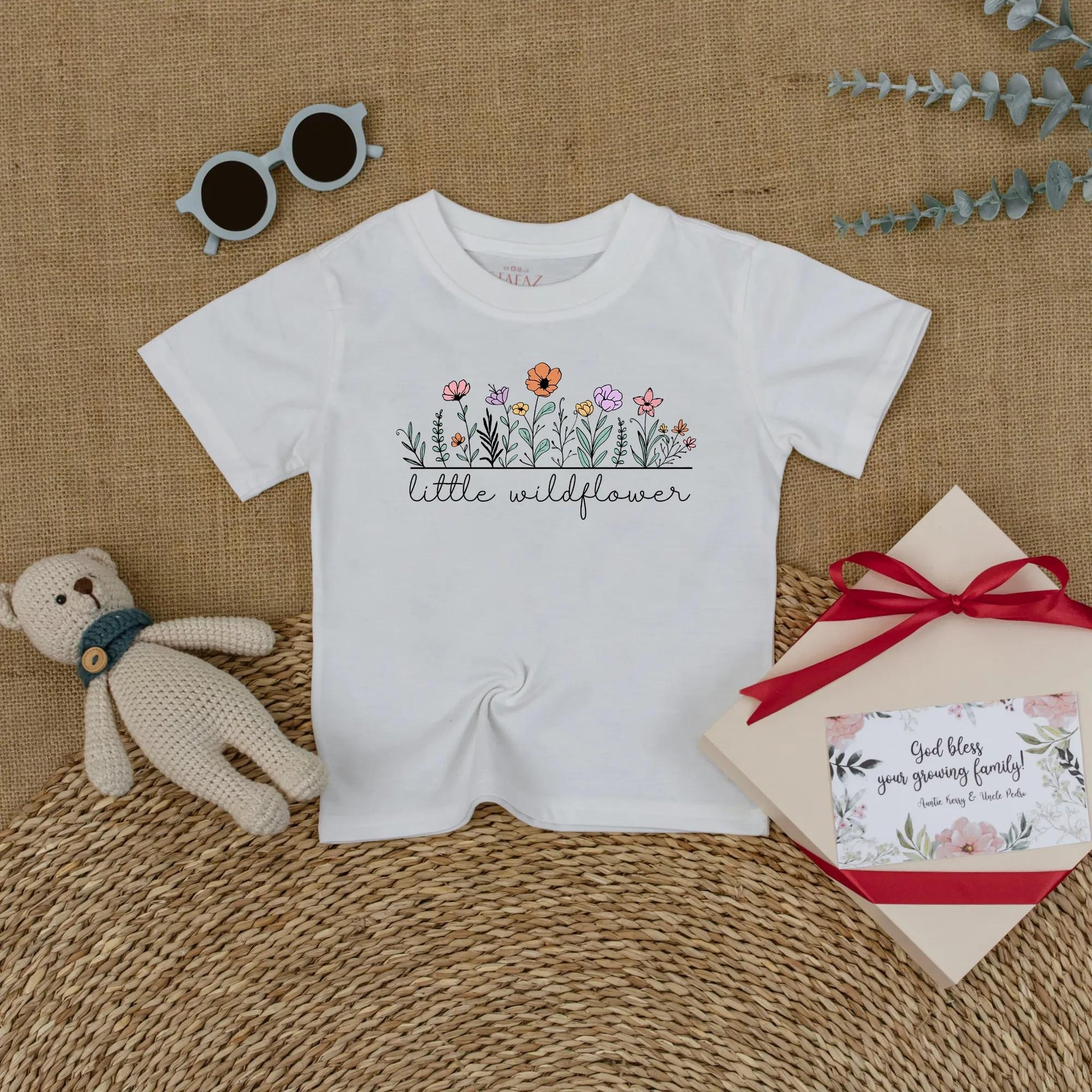 Little Wildflower Baby Romper, Boho Floral Girl Outfit, Soft Summer Bodysuit, "Little Wildflower" Script, Whimsical Baby Shower Gift, Comfortable 138