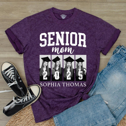 Custom Face Photo Senior 2025 Mom and Dad Matching Family Graduation Shirts for Proud Parents Class of 2025 Memorable Keepsake