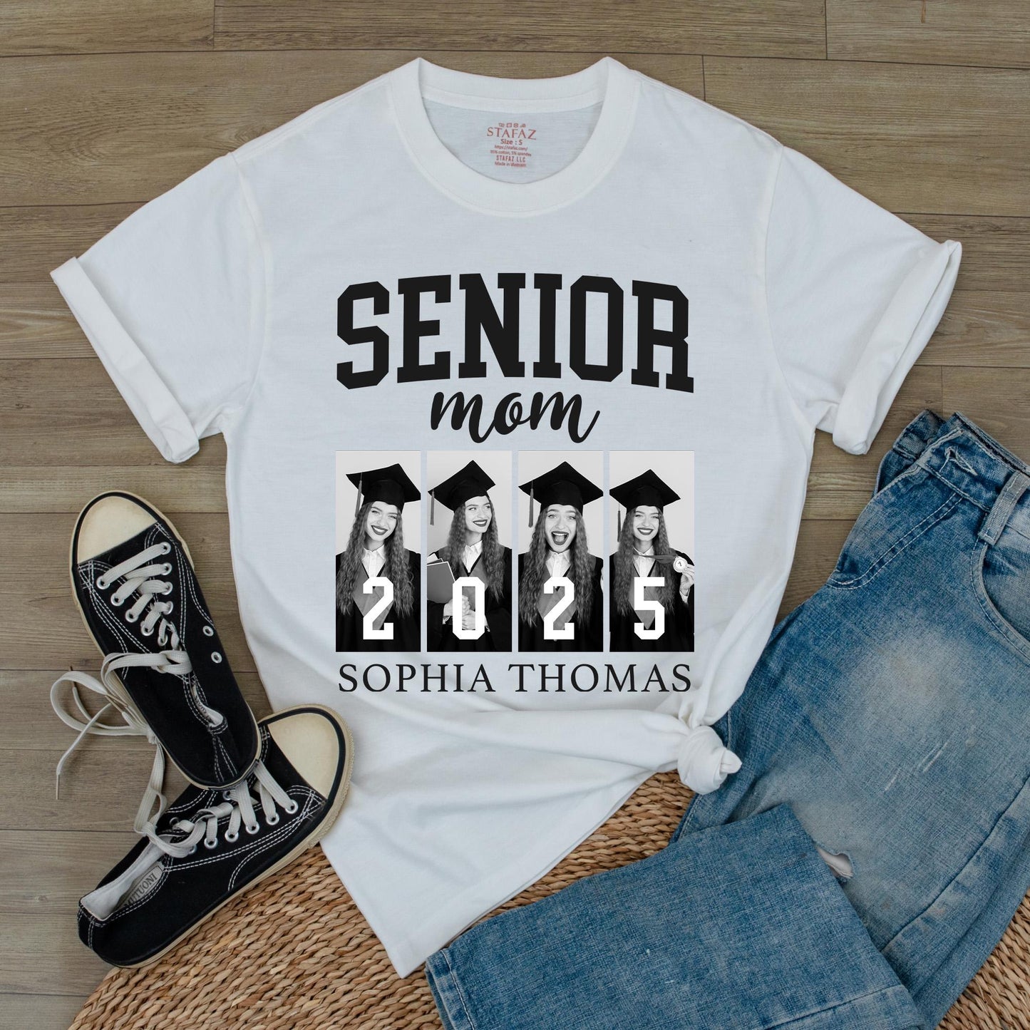 Custom Face Photo Senior 2025 Mom and Dad Matching Family Graduation Shirts for Proud Parents Class of 2025 Memorable Keepsake