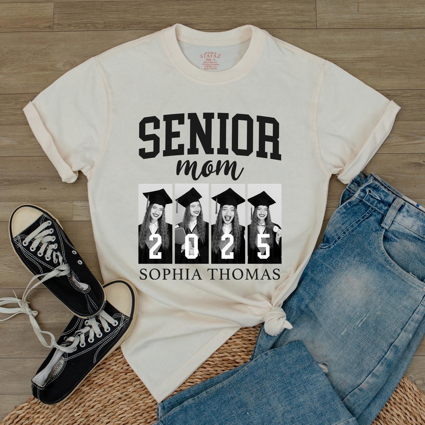 Custom Face Photo Senior 2025 Mom and Dad Matching Family Graduation Shirts for Proud Parents Class of 2025 Memorable Keepsake