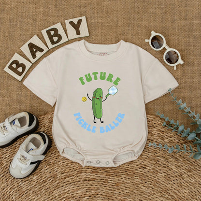 Future Pickleballer Baby Romper Fun Infant Bodysuit Pickle Lover Gift for Game Day