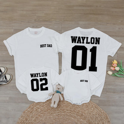Personalized Dad Last Name Shirt, Father's Day Gift, Custom Name & Number Family T-shirt, Dad Son Matching Outfits