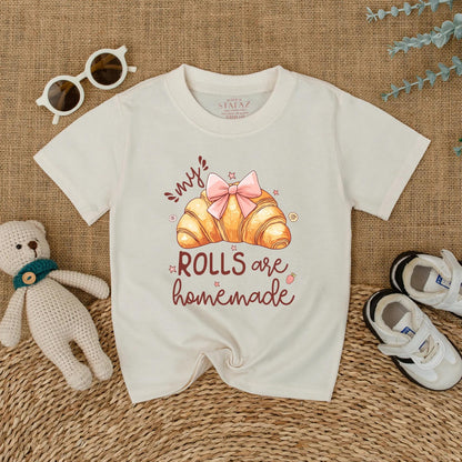 My Rolls Are Homemade Baby Romper Cute Food Outfit for Baby Girl Funny Cake Bodysuit Adorable Baby Shower Gift First Birthday Party Clothes