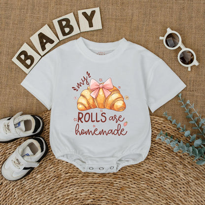 My Rolls Are Homemade Baby Romper Funny Cake Bodysuit Cute Food Outfit for Baby Girl Shower Gift