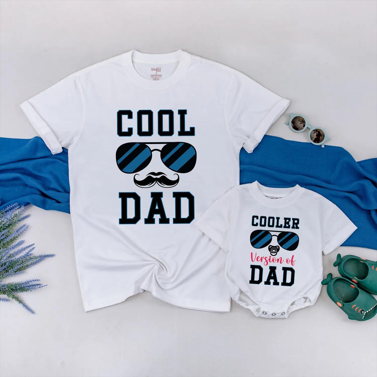 Cool Dad Cooler Version Matching Outfits Daddy Baby Romper Personalized Father's Day Shirt Funny Gift