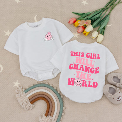 This Girl Will Change The World Baby Romper! Empowering Retro Design for Little Girls, Cute Feminist Bodysuit, Infant Babysuit Gift Idea, Strong Like Girl 138