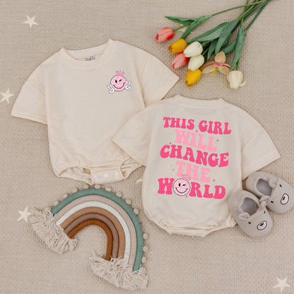 This Girl Will Change The World Baby Romper! Empowering Retro Design for Little Girls, Cute Feminist Bodysuit, Infant Babysuit Gift Idea, Strong Like Girl 138