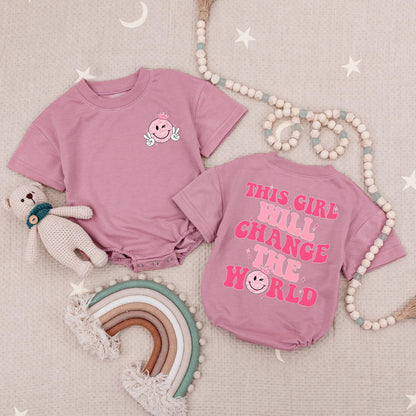 This Girl Will Change The World Baby Romper! Empowering Retro Design for Little Girls, Cute Feminist Bodysuit, Infant Babysuit Gift Idea, Strong Like Girl 138