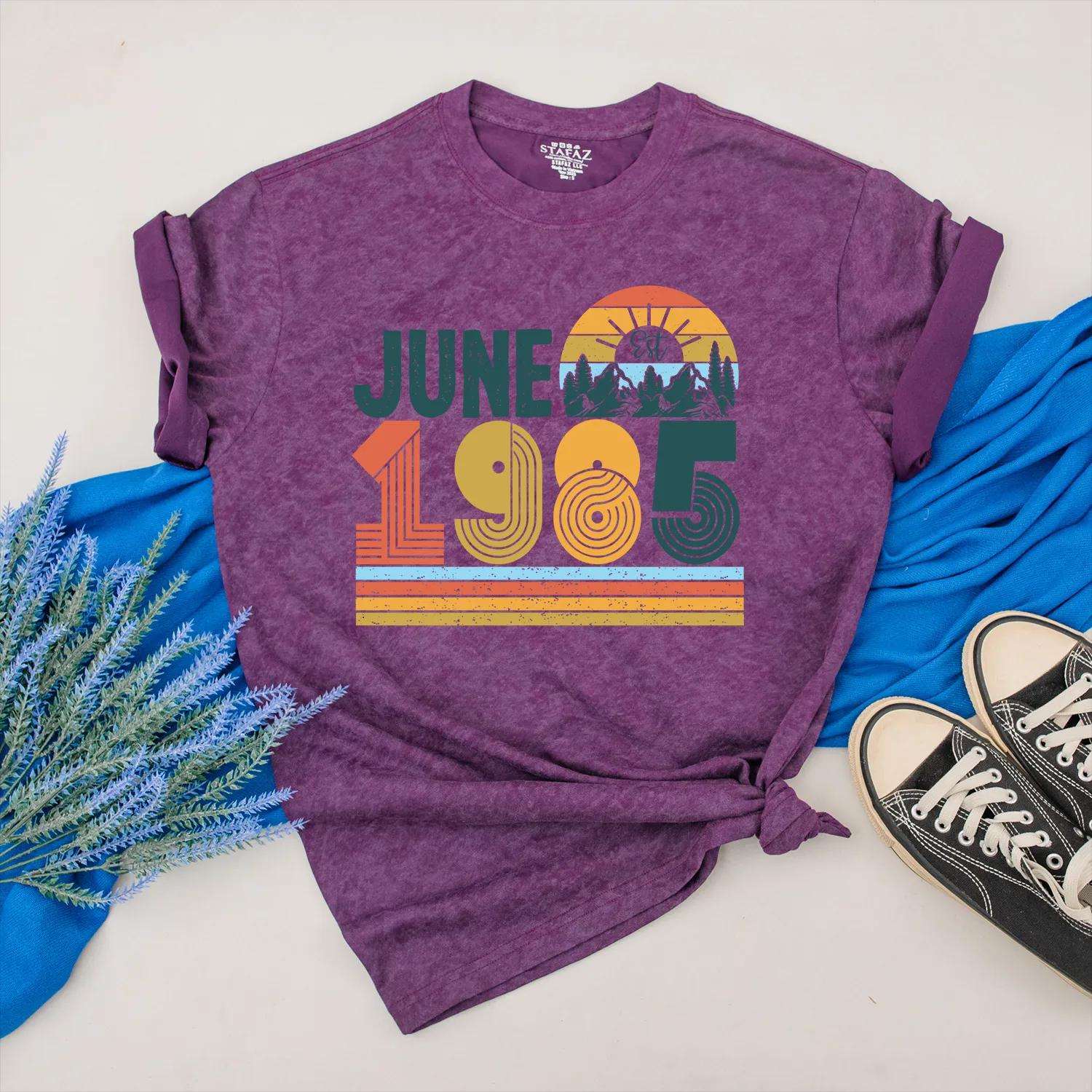 June 1985 Birthday Shirt for Her: Vintage 40th Birthday Outfit, Personalized Retro Est. Year Clothes, Gift for Women, Custom 80s Style