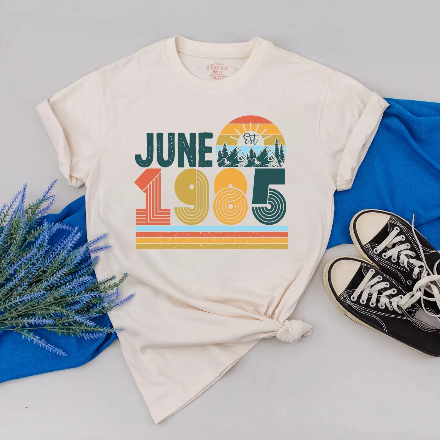 June 1985 Birthday Shirt for Her: Vintage 40th Birthday Outfit, Personalized Retro Est. Year Clothes, Gift for Women, Custom 80s Style