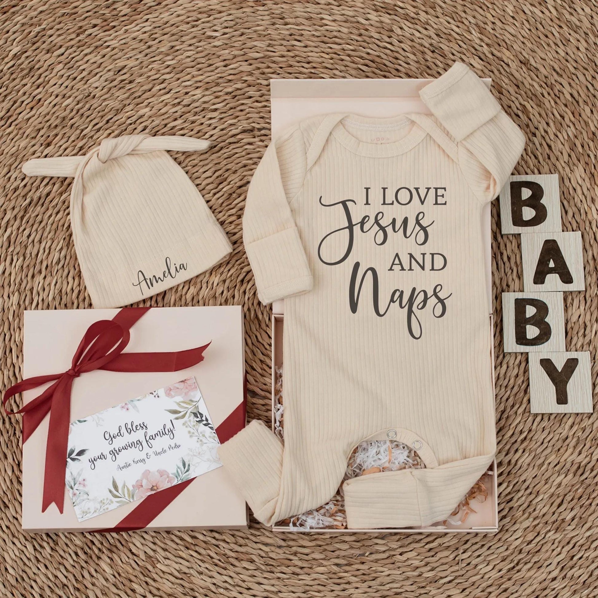I Love Jesus and Naps Baby Bodysuit - Christian Newborn Outfit, Funny Religious Gift, Cute Faith Shirt, Trendy Design, Soft Cotton Clothes (139 chars)