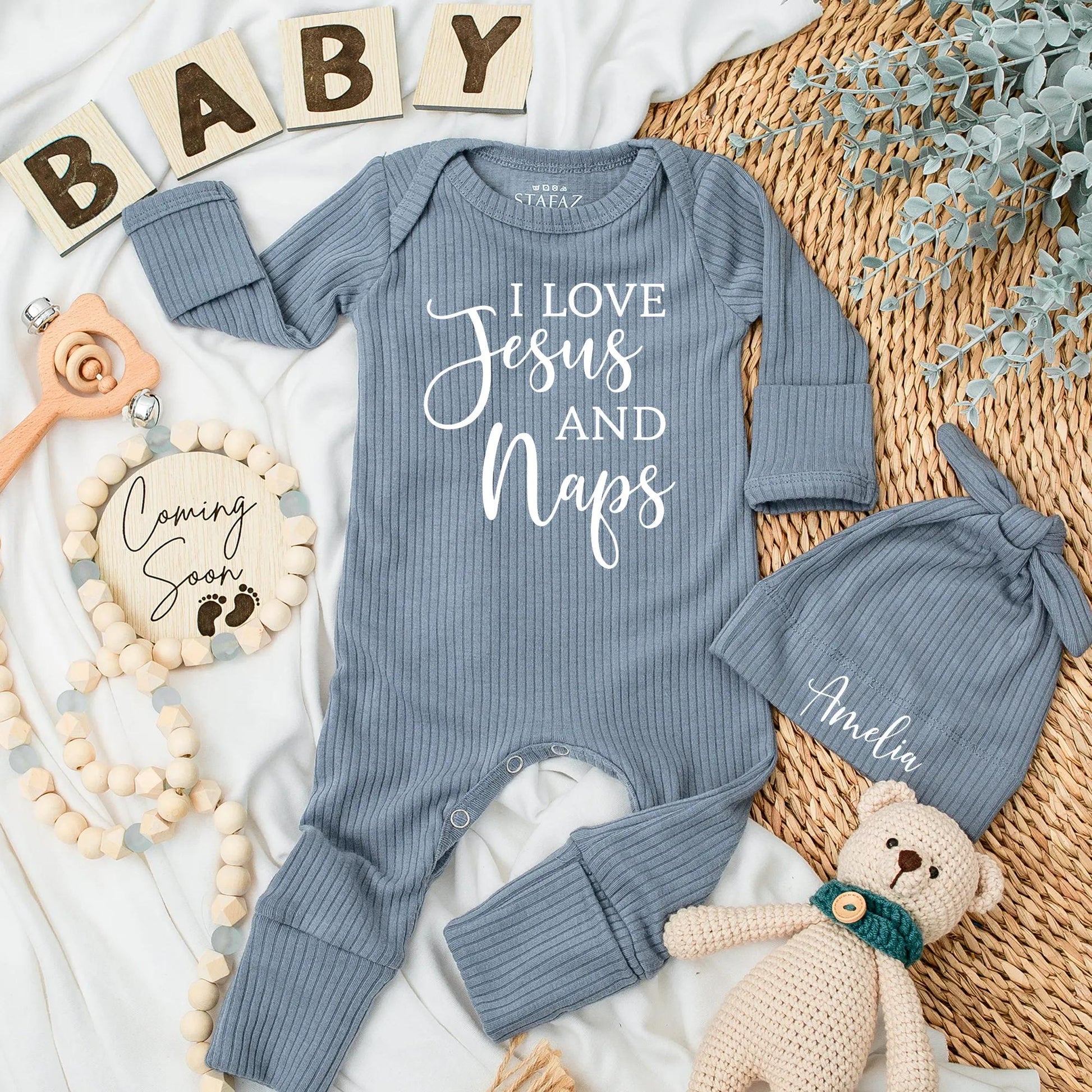 I Love Jesus and Naps Baby Bodysuit - Christian Newborn Outfit, Funny Religious Gift, Cute Faith Shirt, Trendy Design, Soft Cotton Clothes (139 chars)